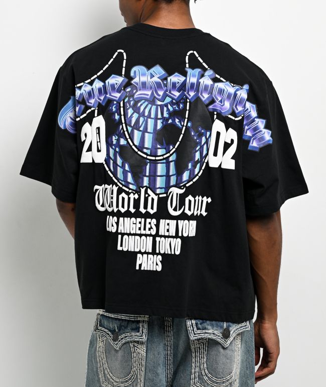 True Religion Chrome Logo Black Heavyweight Boxy T-Shirt - True Religion