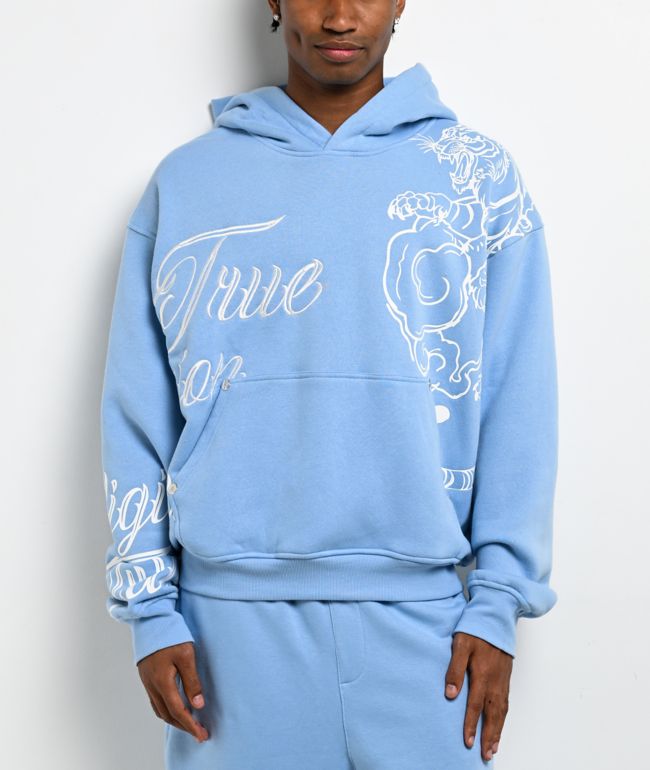 True Religion Tiger Script Blue Hoodie - True Religion