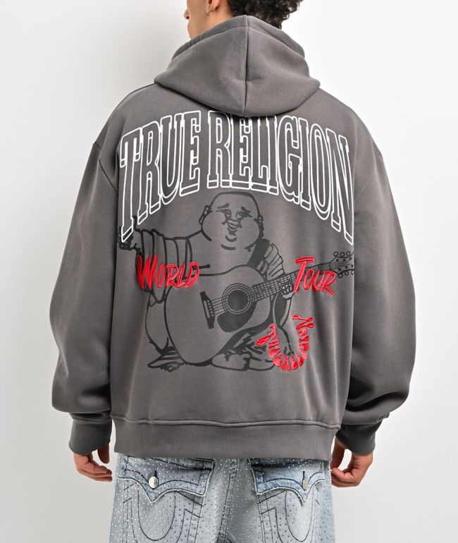 True Religion Groovy Buddha Grey Zip Hoodie - True Religion