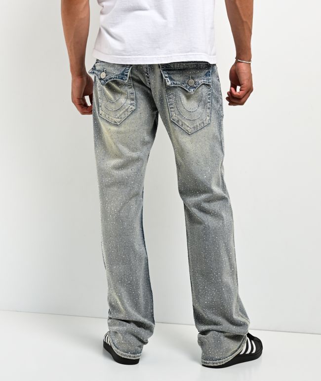 True Religion Billy Big T Rhinestone Grey Wash Bootcut Jeans - True Religion