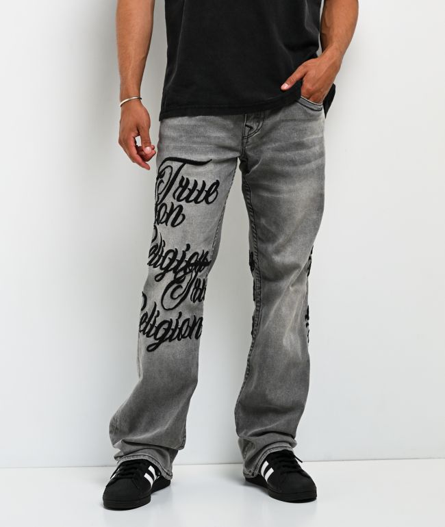 True Religion Billy Embroidered Grey Wash Bootcut Jeans - True Religion