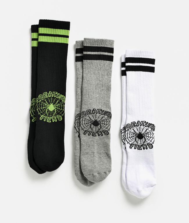 Creature Web 3 Pack Crew Socks - Creature