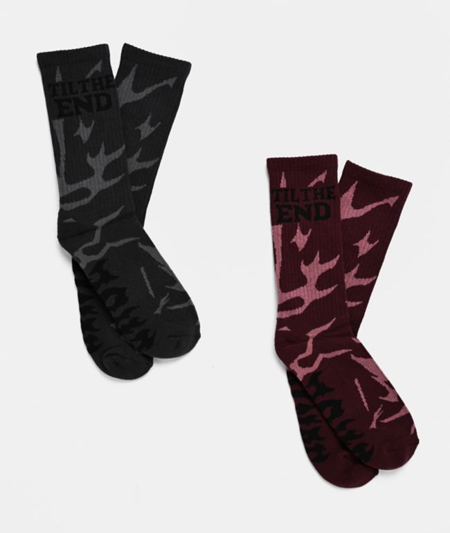 Santa Cruz Til The End Messenger Grey & Brown 2 Pack Crew Socks - Santa Cruz Skate