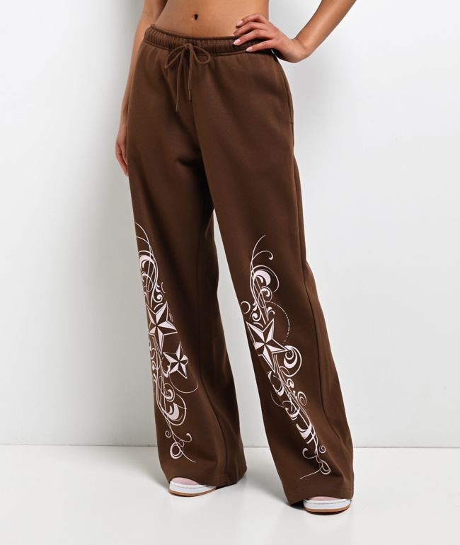 Empyre Scene Brown Wide Leg Sweatpants - Empyre
