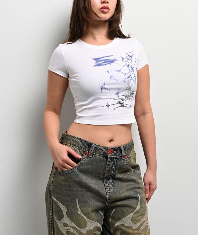 Vitriol Flow White Crop T-Shirt - Vitriol