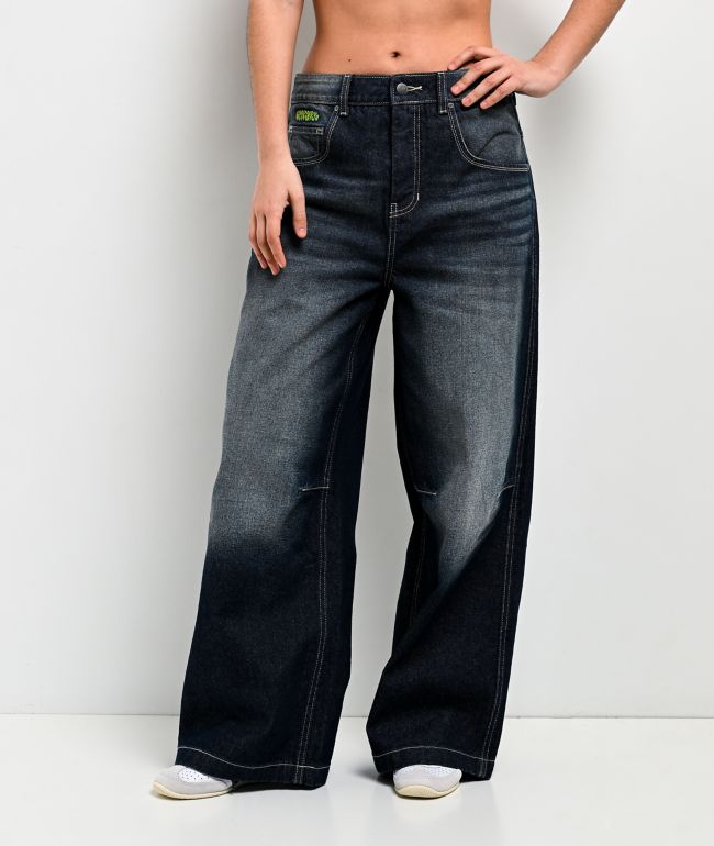 Empyre Extent Twilight Blue Was Mid Rise Wide Leg Jeans - Empyre