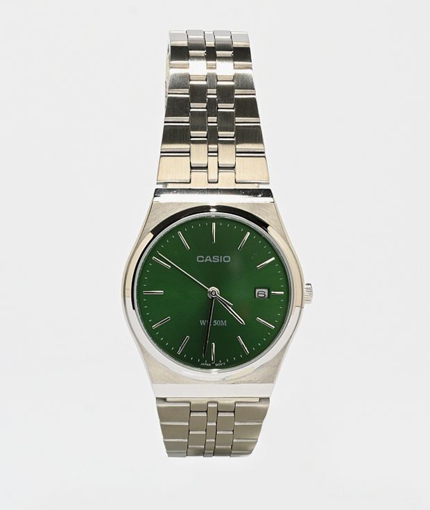 Casio MTPB145D-3A Silver & Green Analog Watch - Casio
