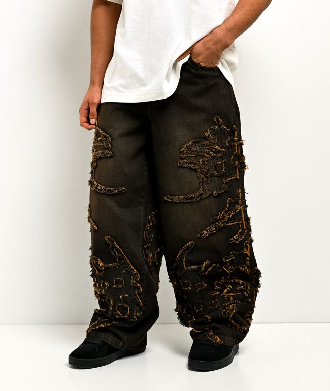 Vitriol Void Singe Brown Wash Ultra Wide Leg Jeans - Vitriol