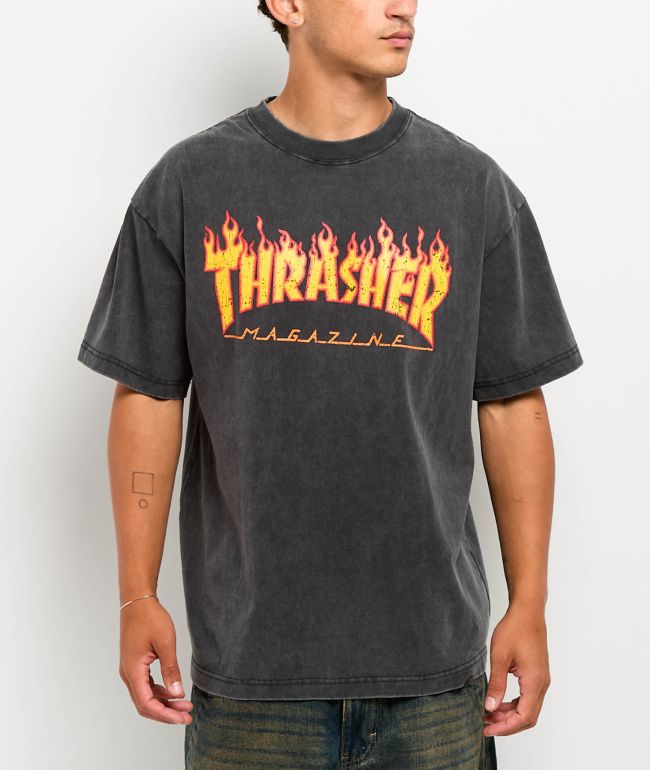 Thrasher Flame Black Wash T-Shirt - Thrasher