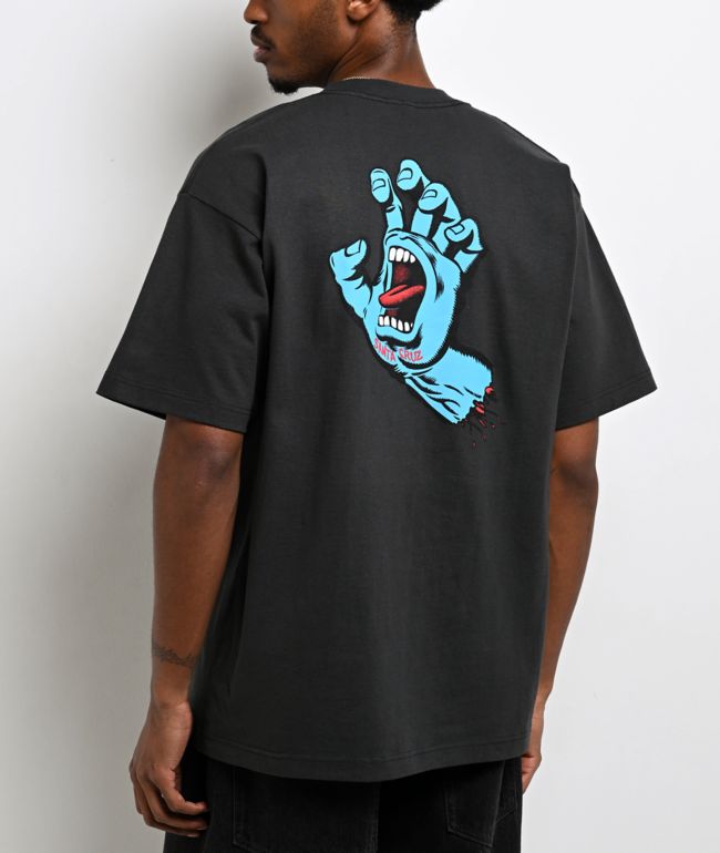 Santa Cruz Screaming Hand Embroidered Grey T-Shirt - Santa Cruz Skate