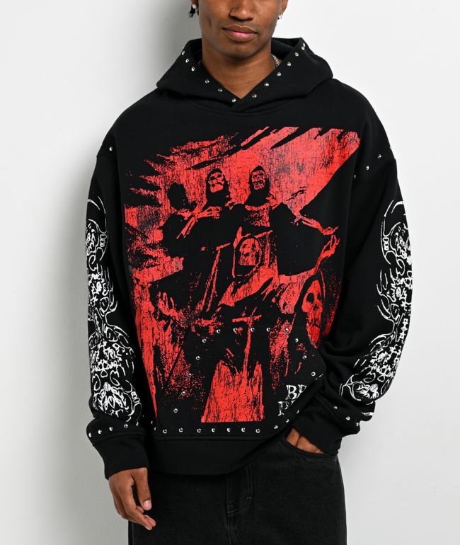 Broken Promises Silence Awaits Studded Black Hoodie - Broken Promises