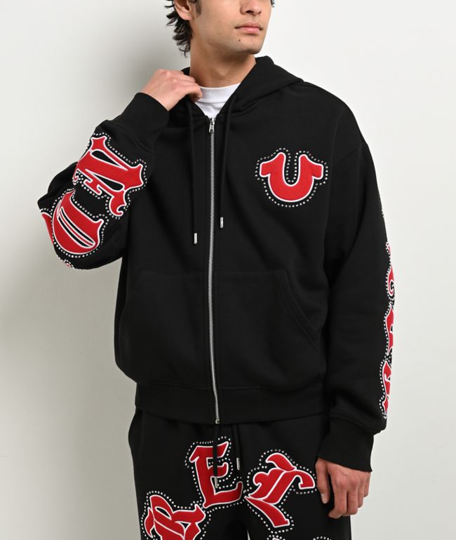 True Religion Old English Patch Black Sweatpants - True Religion