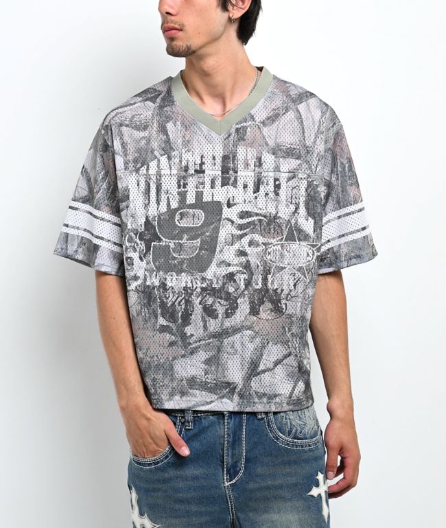 Ninth Hall False Start Camo Crop Football Jersey - Ninth Hall