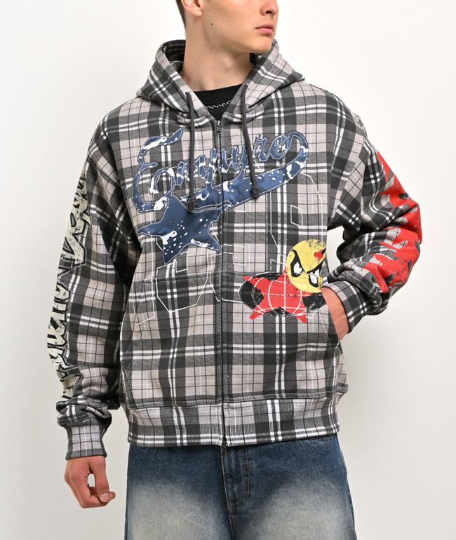 Empyre Jigsaw Grey Plaid Zip Hoodie - Empyre