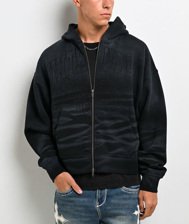 Ninth Hall One Hundred Claws Black Wash Crop Zip Hoodie - Ninth Hall