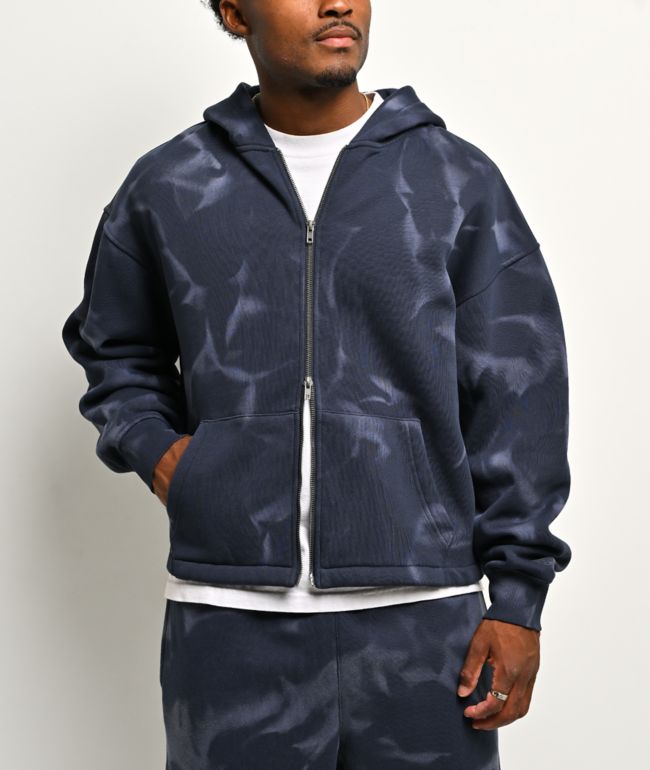 Ninth Hall Fundamentals Open Hem Purple Wash Crop Zip Hoodie - Ninth Hall Fundamentals
