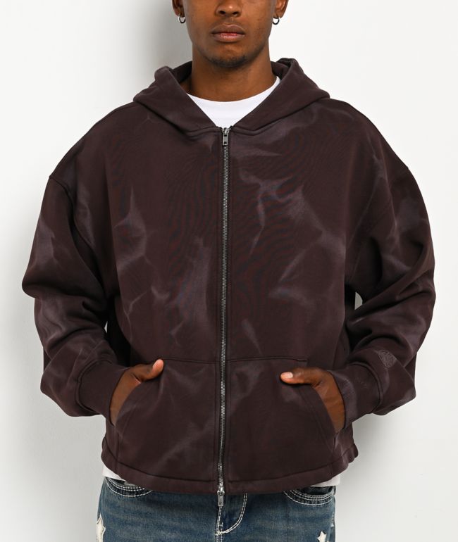 Ninth Hall Fundamentals Brown Wash Zip Hoodie - Ninth Hall Fundamentals