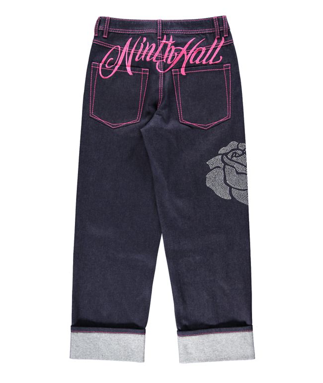 Ninth Hall Idle Cuffed Blue Wash Straight Leg Jeans - Ninth Hall