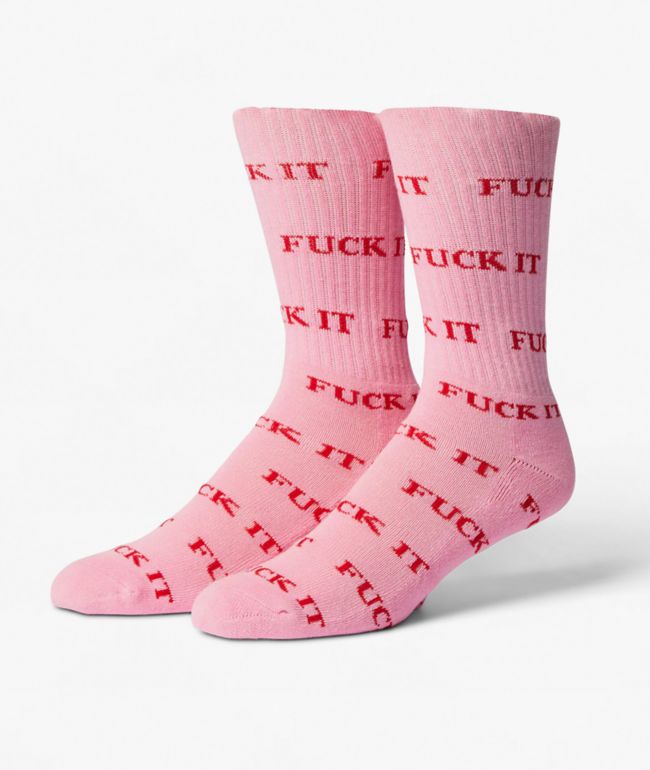 HUF Fuck It Rose Pink Crew Socks - HUF