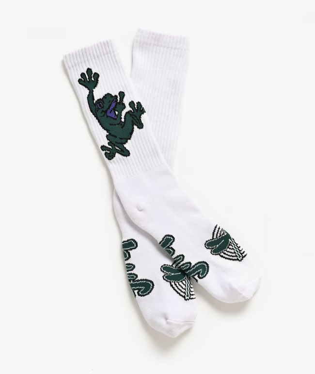 HUF Stuck On You White Crew Socks - HUF