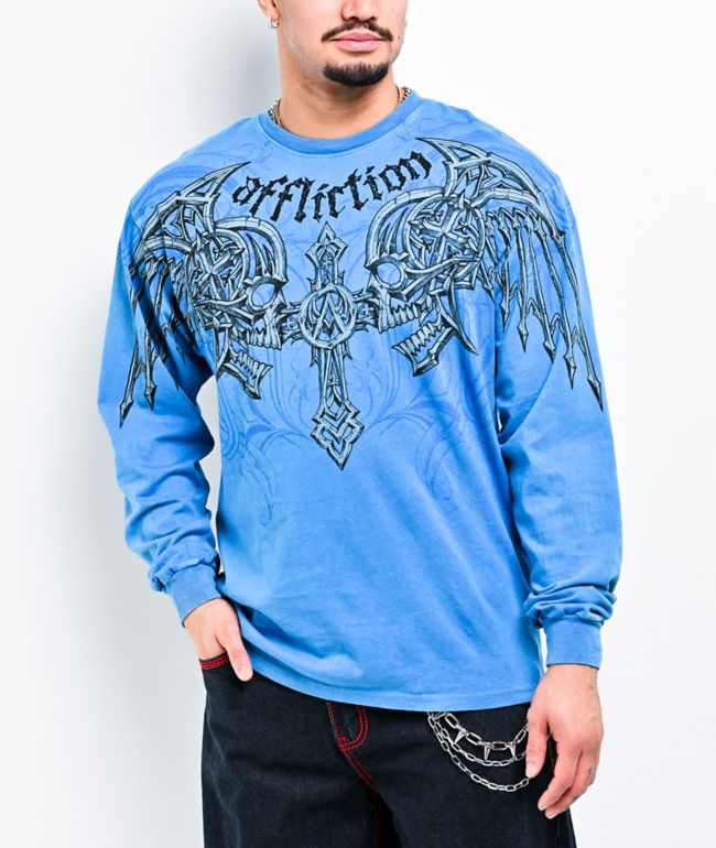 Affliction Vantage Blue Wash Long Sleeve T-Shirt - Affliction