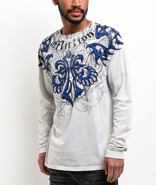 Affliction Skeleton White Long Sleeve T-Shirt - Affliction