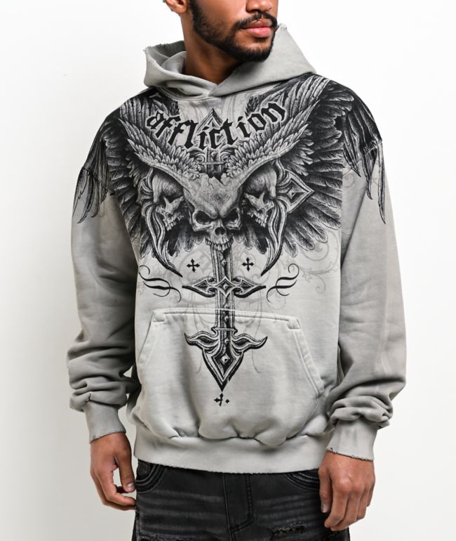 Affliction Death Eyes Grey Hoodie - Affliction