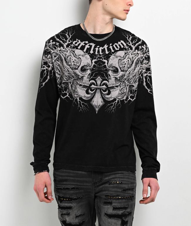 Affliction Uprooted Black Wash Long Sleeve T-Shirt - Affliction