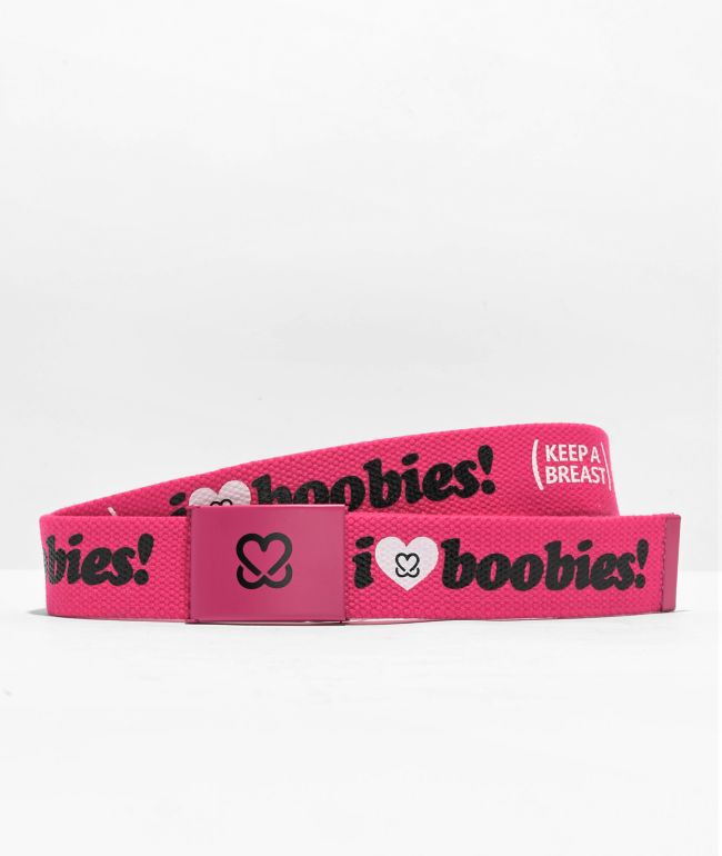 Keep A Breast Foundation I Heart Boobies Pink Web Belt - Keep A Breast Foundation