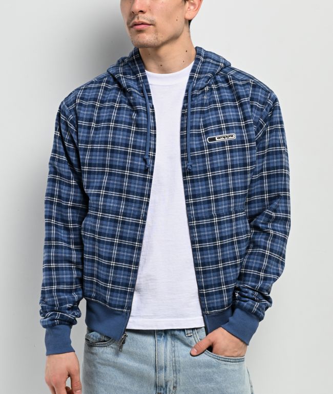 Empyre Beach Blue Plaid Crop Zip Hoodie - Empyre