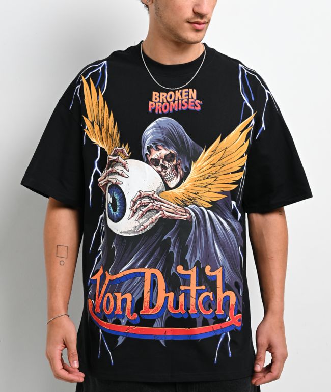 Von Dutch X Broken Promises Death Grip Black T-Shirt - Von Dutch