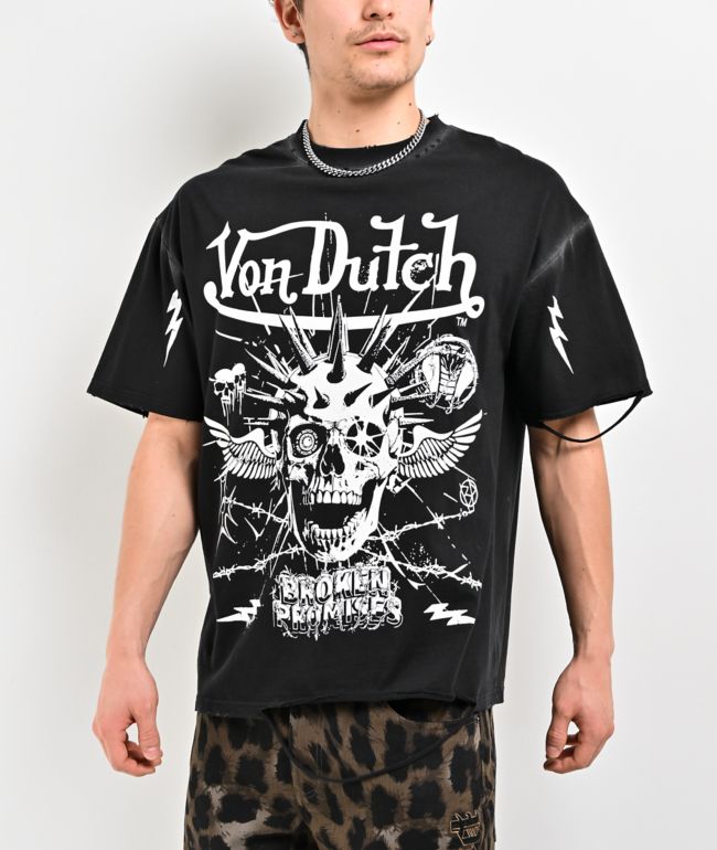 Von Dutch x Broken Promises Disorderly Black Wash T-Shirt - Von Dutch