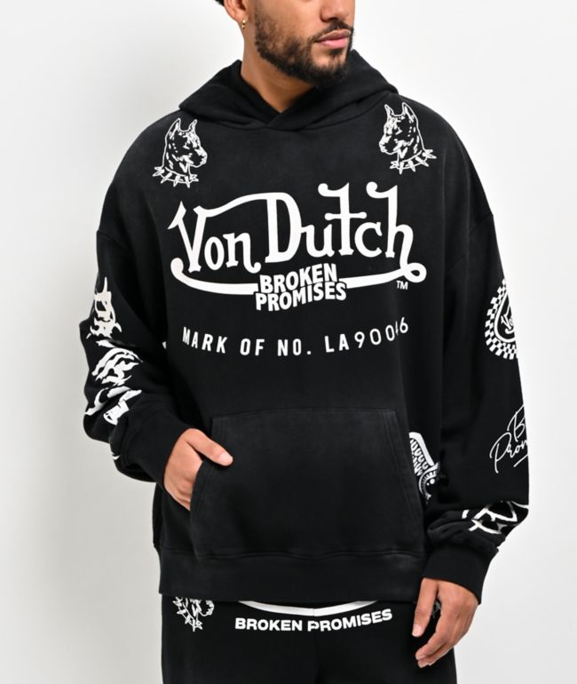 Von Dutch x Broken Promises All In Black Wash Hoodie - Von Dutch