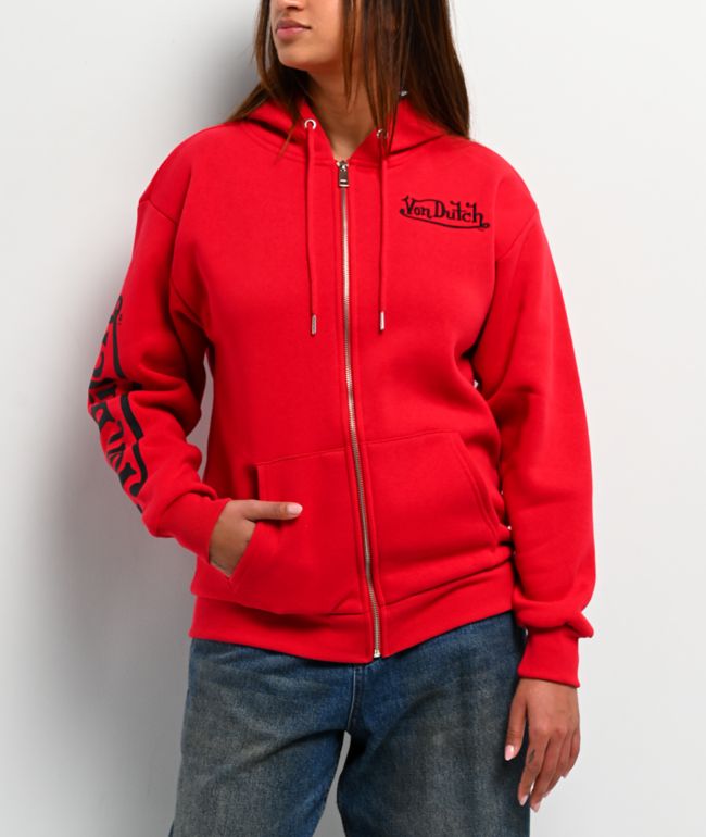 Von Dutch Red Zip Hoodie - Von Dutch
