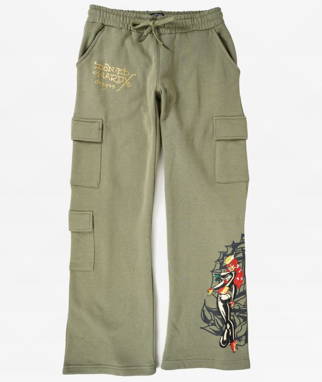Ed Hardy Hello Sailor Green Cargo Sweatpants - Ed Hardy