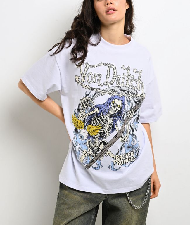 Von Dutch X Broken Promises Bare Bones White T-Shirt - Von Dutch