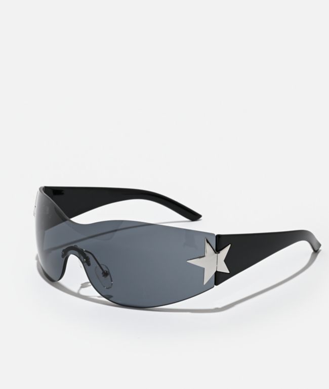 Y2K Star Black Oversized Sunglasses - I SEA