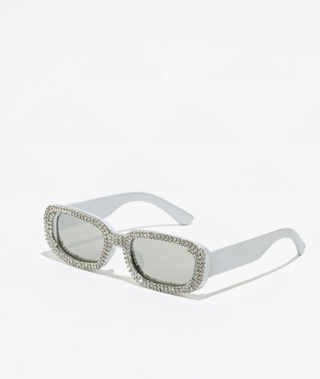 Forehead Silver Rhinestone Sunglasses - 