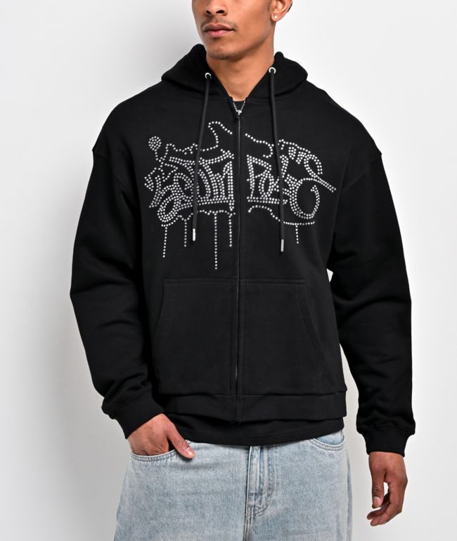 Southpole Legacy Rhinestone Black Zip Hoodie - Southpole