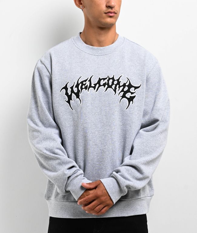 Welcome Barb Applique Heather Grey Crewneck Sweatshirt - Welcome Skateboards