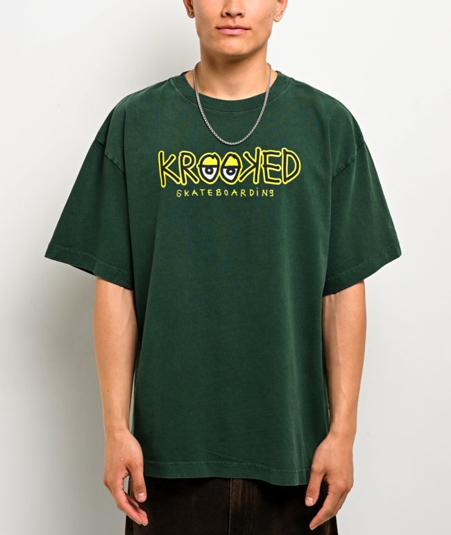Krooked Eyes Green T-Shirt - Krooked Skateboards