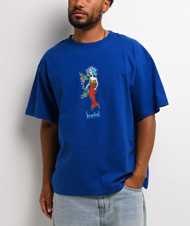 Krooked Mermaid Blue T-Shirt - Krooked Skateboards