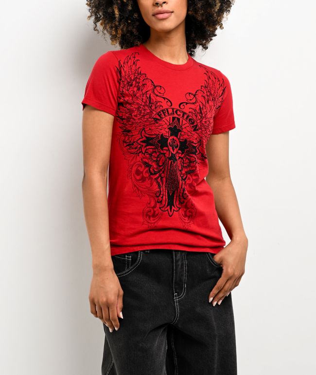 Syndic Rhinestone Red T-Shirt - Affliction