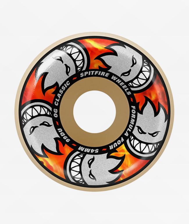 Spitfire Burner White & Red 54mm 99a Skateboard Wheels | Zumiez