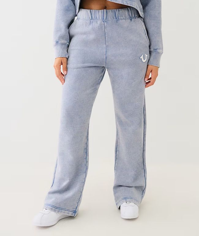 True Religion Blue Fog Wash Straight Leg Sweatpants - True Religion