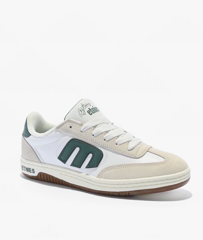 etnies Anderson Locut White & Green Skate Shoes - etnies