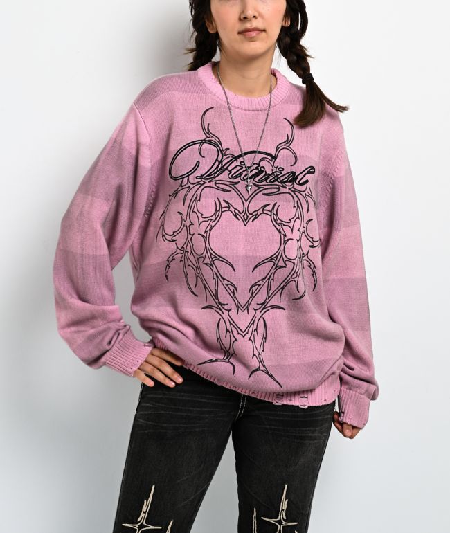 Vitriol Lennox Pink Stripe Oversized Sweater - Vitriol