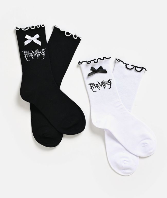 Broken Promises Graveyard Bow Black & White 2 Pack Crew Socks - Broken Promises