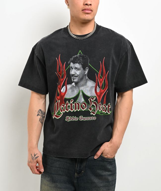 WWE Eddie Guerrero Flames Black Wash T-Shirt - WWE
