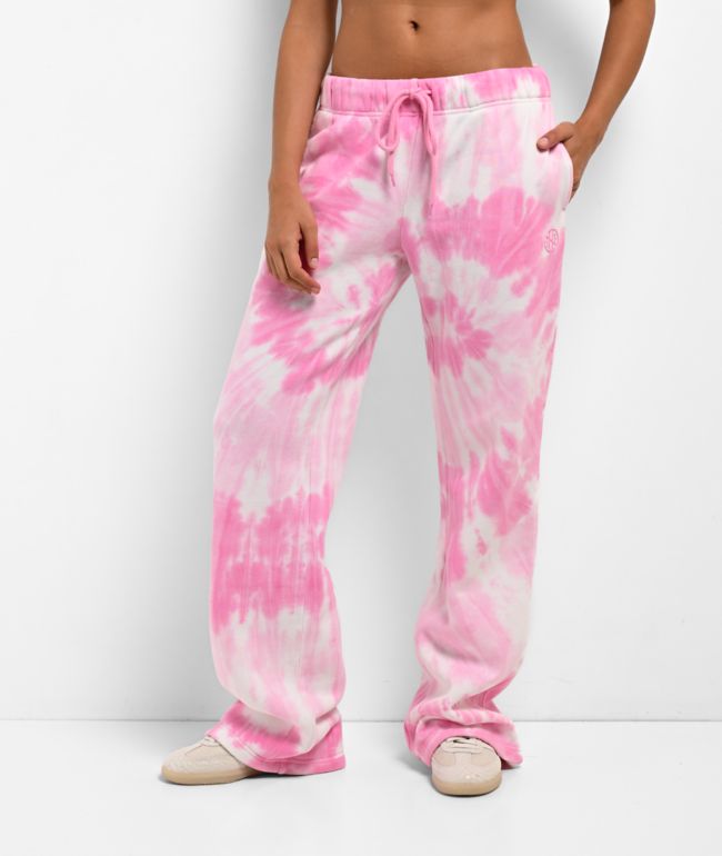 Ninth Hall Fundamentals Mellie Tie Dye Pink Wide Leg Sweatpants - Ninth Hall Fundamentals